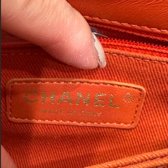 Chanel Small Coco Top Handle Chevron Quilted Flap Calfskin Red Orange/Gold Hrdwr - Picture 9 of 15